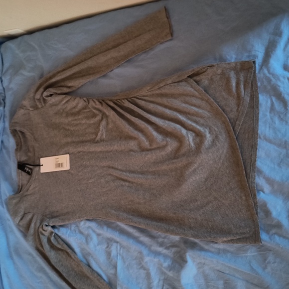 Bobi Los Angeles NWT Long Sleeve Shirred Dress Thunder in Heather Gray M - Picture 9 of 15